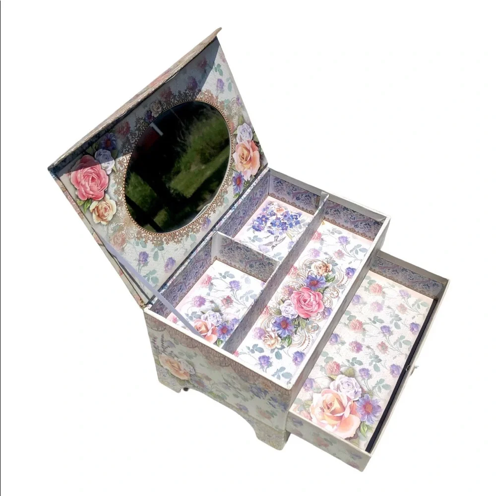 Pooch & Sweetheart Victorian Peacock Mirrored Jewelry Dresser Organizer  (97599)